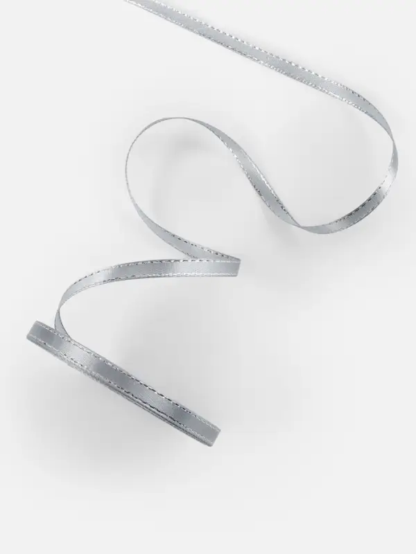 Лента атласная, с серебряным люрексом, 6 мм, 23&plusmn;1 м, серая №59