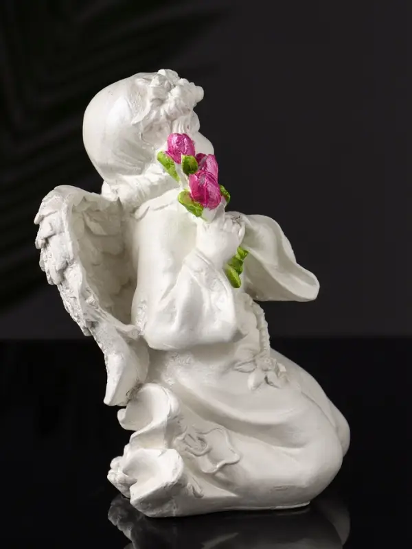 Фигурка гипс &laquo;Ангел с букетиком&raquo;, 15&times;8&times;9 см, перламутр