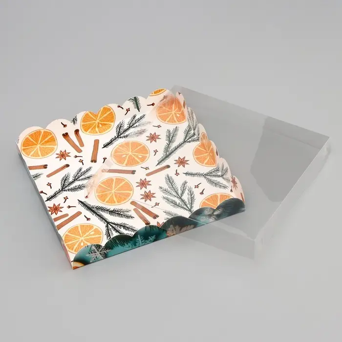 Коробка для печенья, кондитерская новогодняя упаковка, «Чудеса случаются», 21×21×3 см Коробка для печенья, кондитерская новогодняя упаковка, «Чудеса случаются», 21×21×3 см