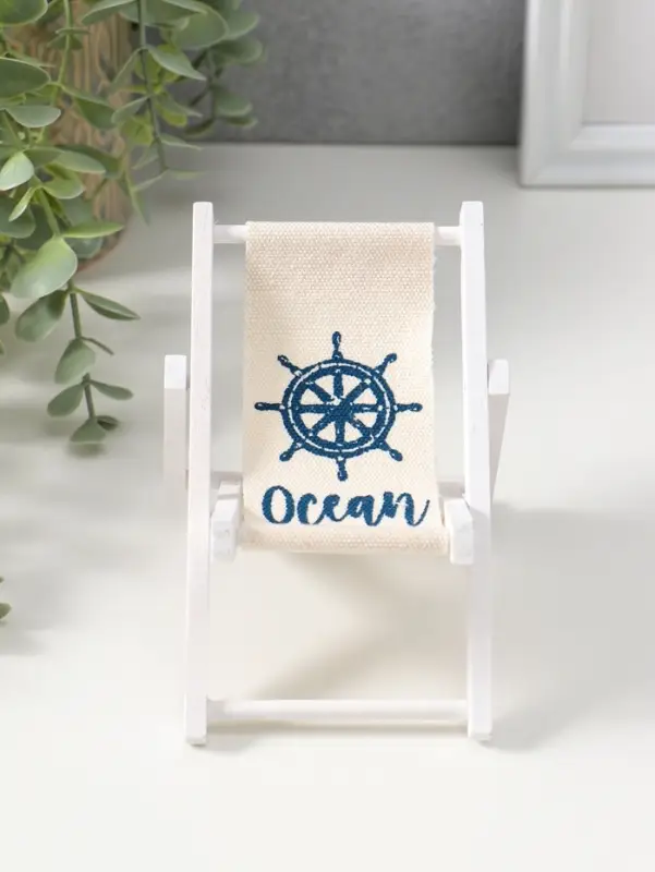 Сувенир дерево "Стул пляжный со штурвалом" 9х1х15,5 см