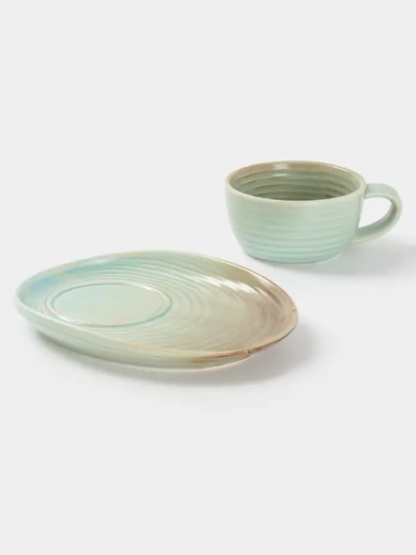Чайная пара Magistro Sand Ripples, 2 предмета: чашка 300 мл, блюдце 19.8&times;15.8 см, фарфор, голубая