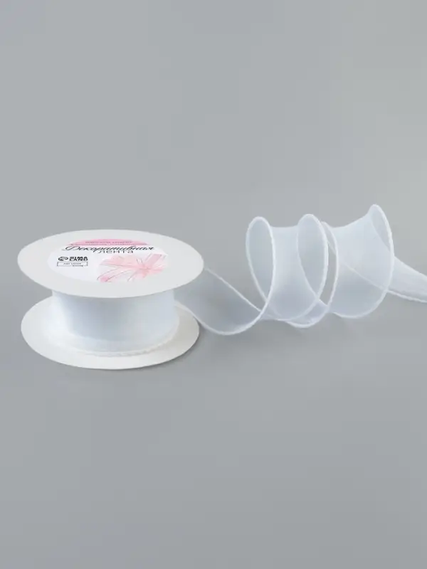 Лента капроновая &laquo;Волна&raquo;, с блеском, 40 мм, 10&plusmn;1 м, белая №29