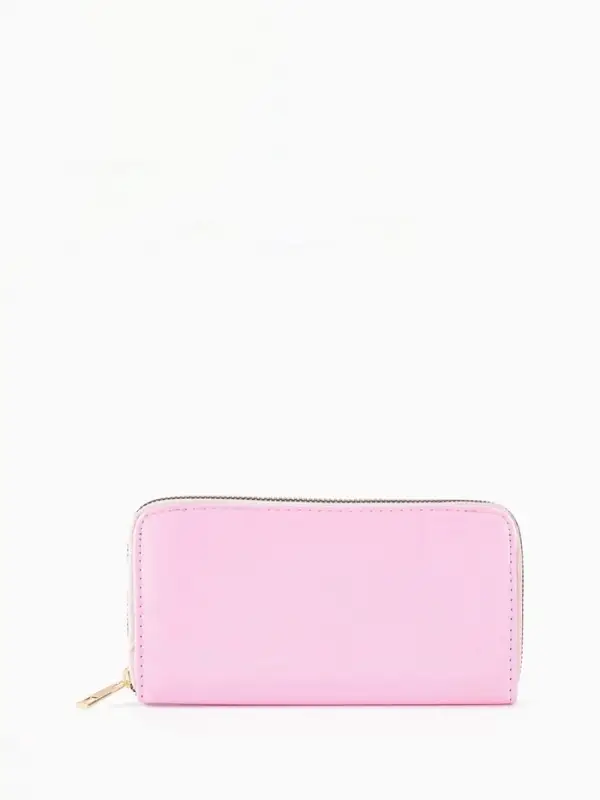 Кошелёк женский на молнии, 20&times;2&times;10 см, лаковый, розовый