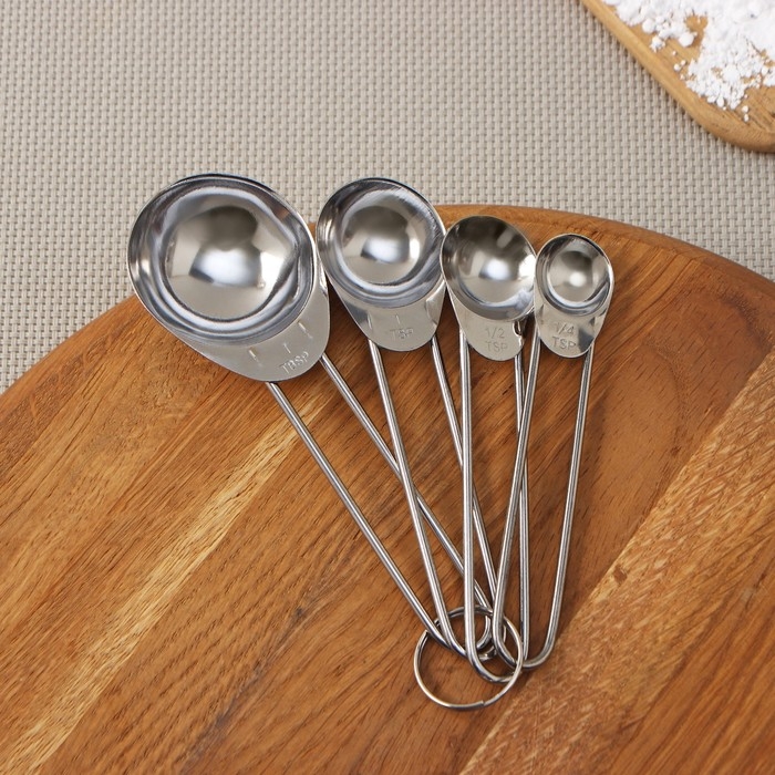 Набор мерных ложек Доляна «Металлик», 4 шт: 1,25/2,5/5/15 мл, цвет серебристый Набор мерных ложек Доляна «Металлик», 4 шт: 1,25/2,5/5/15 мл, цвет серебристый