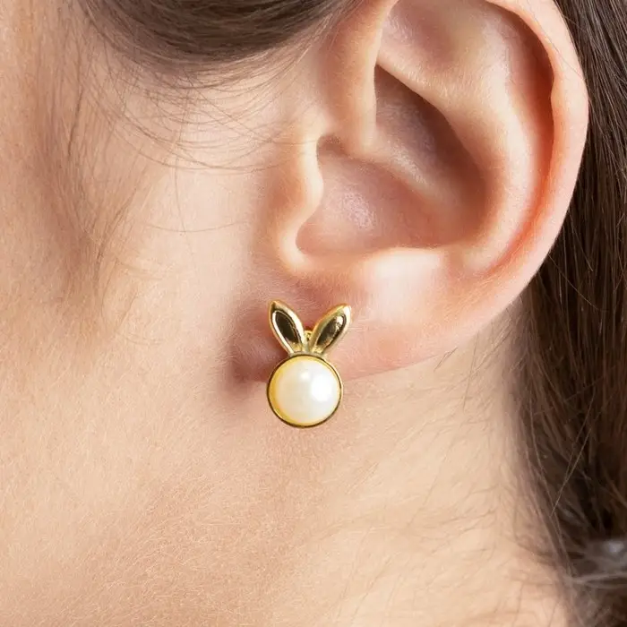 Серьги гвоздики «Зайки с жемчугом» Серьги гвоздики «Зайки с жемчугом»