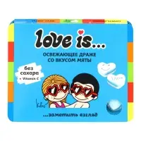 Освежающие конфеты Love is...в форме сердца со вкусом мяты, в блистере и обечайке, 10.8 г