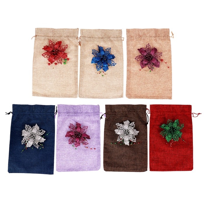 Мешок для подарков, «Цветок», блеск, размер: 19 × 27 см, МИКС Мешок для подарков, «Цветок», блеск, размер: 19 × 27 см, МИКС