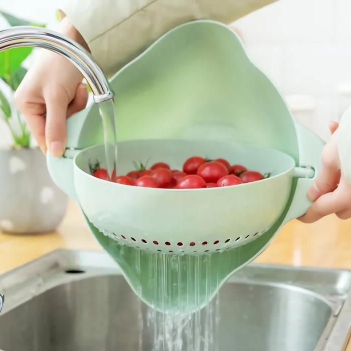 Дуршлаг кухонный с поддоном, 25×11,5 см, цвет МИКС Дуршлаг кухонный с поддоном, 25×11,5 см, цвет МИКС