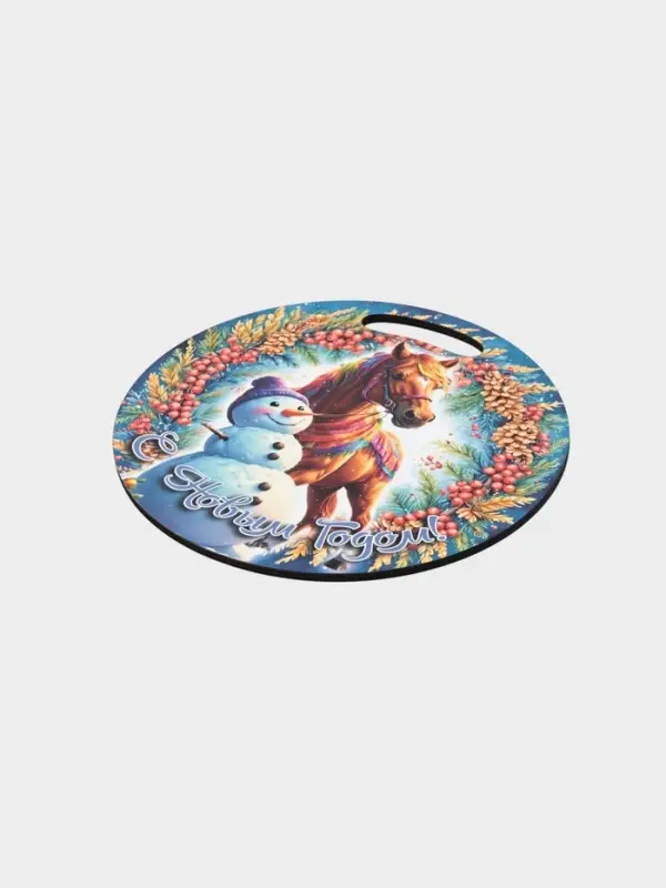 Доска разделочная сувенирная Дарим Красиво «Символ года. С новым годом», d=25.5 см, дерево, разноцветная