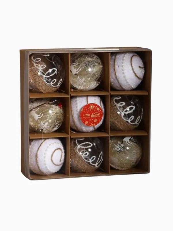 Набор шаров пластик d-8 см, 9 шт Набор шаров пластик d-8 см, 9 шт "Орсон" нежность