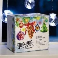 Гирлянда &laquo;Бахрома&raquo; 2.4&times;0.7 м с насадками &laquo;Шарики&raquo;, IP20, прозрачная нить, 108 LED, свечение белое, 8 режимов, 220 В