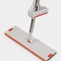 Швабра плоская с вертикальным отжимом и водосгоном Raccoon, стальная ручка, насадка микрофибра, 39&times;11.5&times;130 см