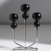 Подсвечник на 3 свечи &laquo;Шары. Абстракция&raquo;, d=2.5 см, чёрный и хром, 14.3&times;6&times;21 см