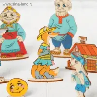 Кукольный театр сказки на столе «Колобок», высота кукол 4-12 см, фигурки односторонние, толщиной: 3 мм