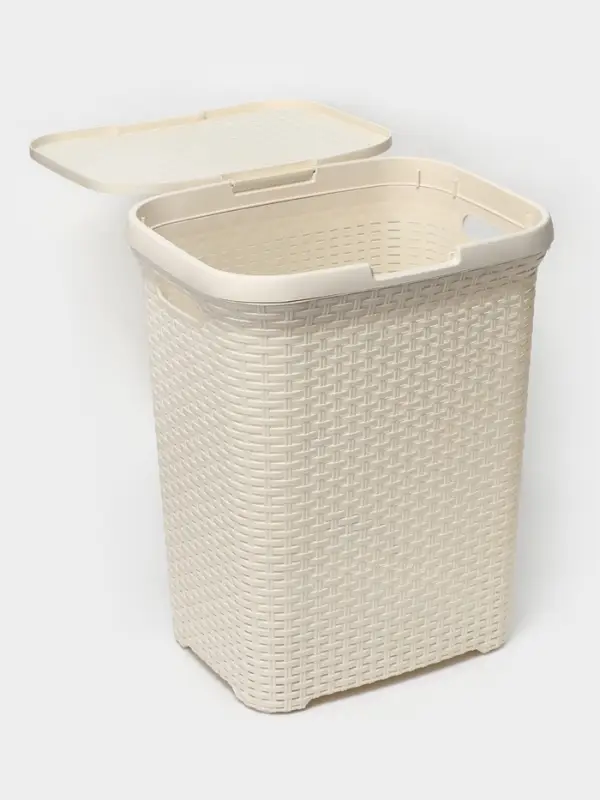 Корзина бельевая, 60 л, 34.6&times;44.5&times;56 см, с крышкой, слоновая кость