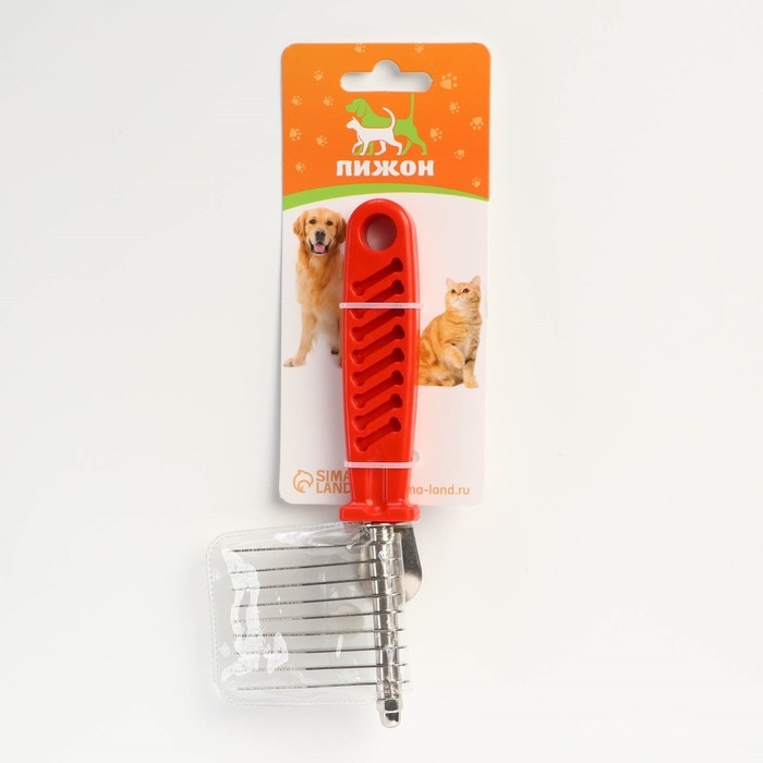 Колтунорез боковой, 9 лезвий, 6,5 х 17 см, красный Колтунорез боковой, 9 лезвий, 6,5 х 17 см, красный