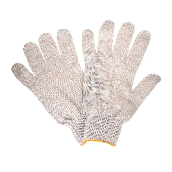 Перчатки садовые, хб, вязка 10 класс, 5 нитей, без покрытия, белые Перчатки садовые, хб, вязка 10 класс, 5 нитей, без покрытия, белые