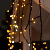 Гирлянда &laquo;Бахрома&raquo; 3&times;0.6 м, IP44, УМС, тёмная нить, 160 LED, свечение жёлтое, мерцание белым, 220 В