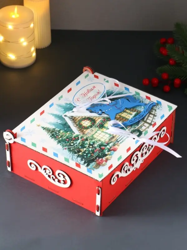 Шкатулка «С Новым Годом», с сувениром, 24×20×9 см