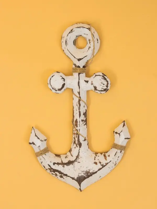 Декор интерьерный "Якорь" дерево 23х2х40 см, цв. бело-коричневый