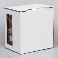 Коробка под торт 2 окна, с ручками, белая, 28&times;28&times;20 см