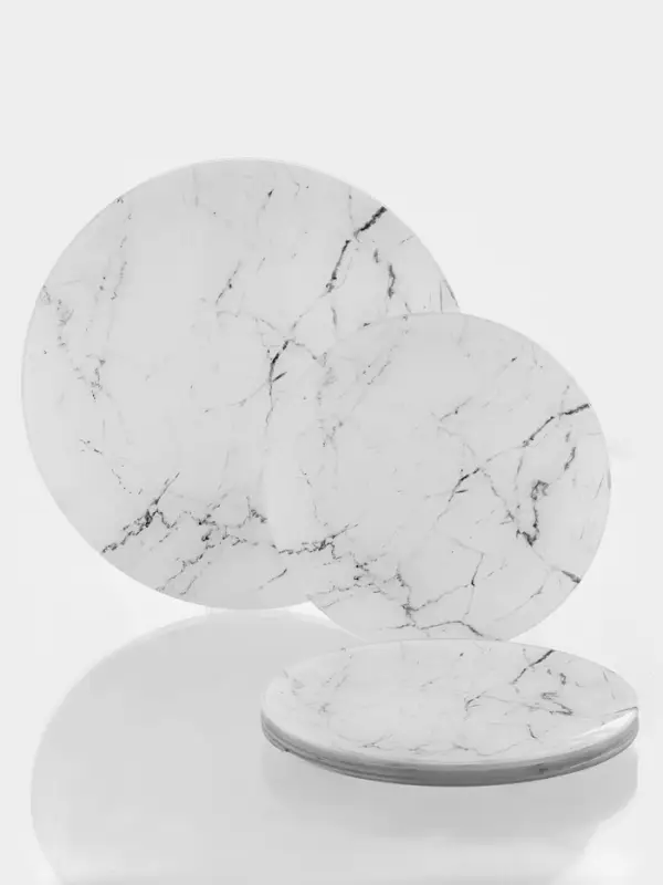 Тарелки Доляна &laquo;Мрамор&raquo;, 7 предметов: d=30 см 1 шт., d=21.5 см - 6 шт., белые