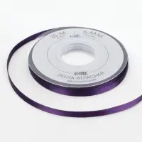 Лента атласная TEIRA, двухсторонняя, 6 мм, 25&plusmn;1 м, фиолетовая №476