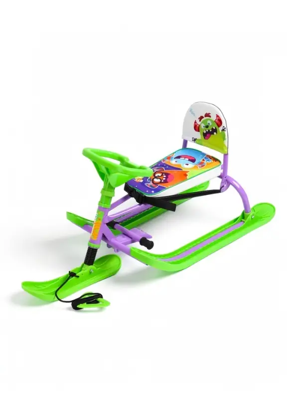 Снегокат &laquo;Twiny1+&raquo; с монстриками, со спинкой, зелёный, фиолетовый, TW1+/МН Nika Kids