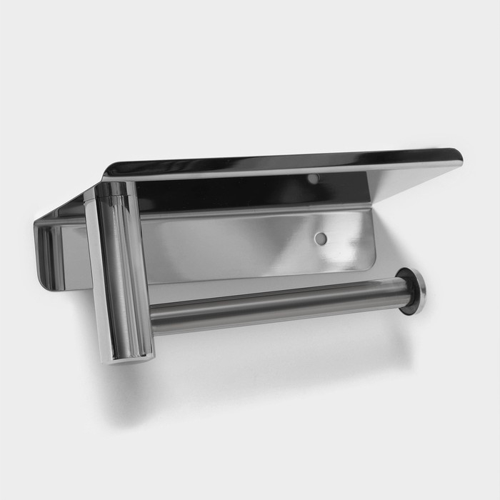 Держатель для туалетной бумаги с полочкой, 18×10×9 см, хром Держатель для туалетной бумаги с полочкой, 18×10×9 см, хром