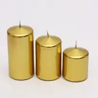 Свеча столбик 6&times;7.5, 10, 12.5 см, набор 3 шт., золото