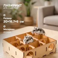 Лабиринт для грызунов, 20&times;16.7&times;6 см, дерево