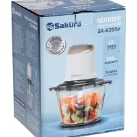 Измельчитель Sakura SA-6261W, 1.2 л, 500 Вт, стекло, 4 ножа, белый