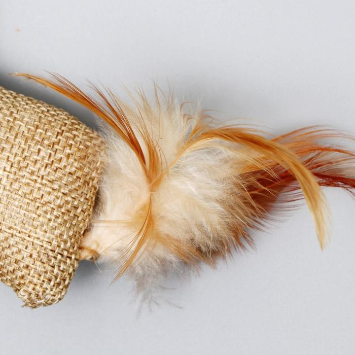 Дразнилка  Дразнилка "Эко", мышь из хлопка на деревянной палочке, 40 см