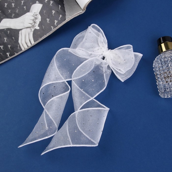 Зажим для волос  Зажим для волос "Школьница" бантик точка, 12х30 см, белый