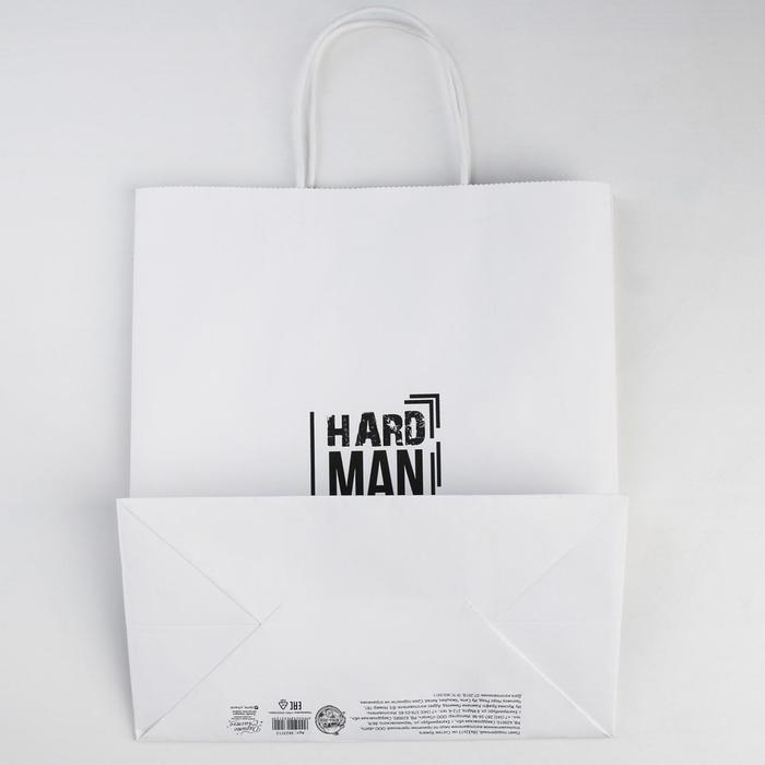 Пакет подарочный крафт, упаковка, Hard man, 28 х 32 х 15 см