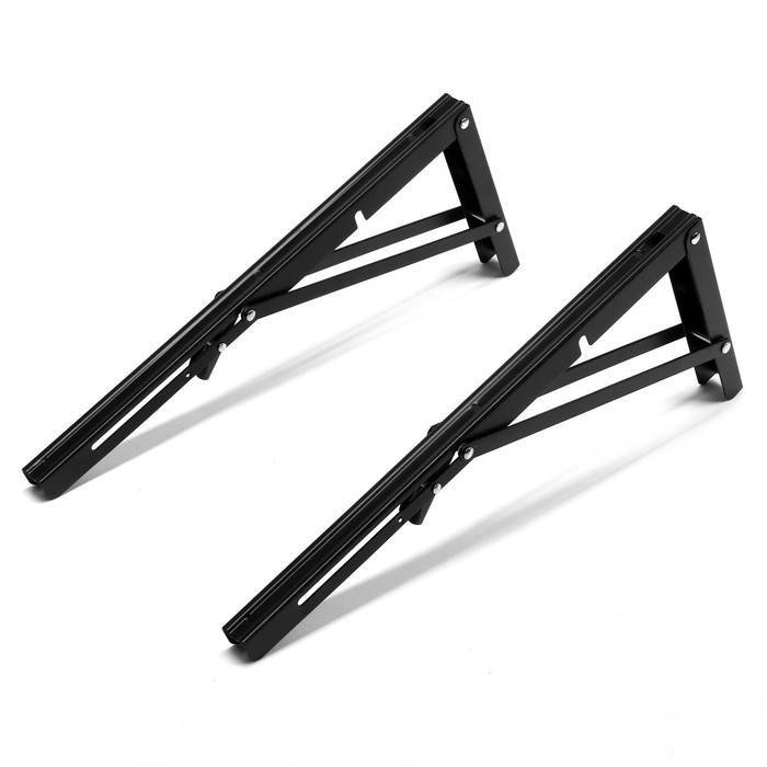 Кронштейн складной для столов и полок ТУНДРА, 2 шт, длина 400 мм, сталь цвет черный Кронштейн складной для столов и полок ТУНДРА, 2 шт, длина 400 мм, сталь цвет черный