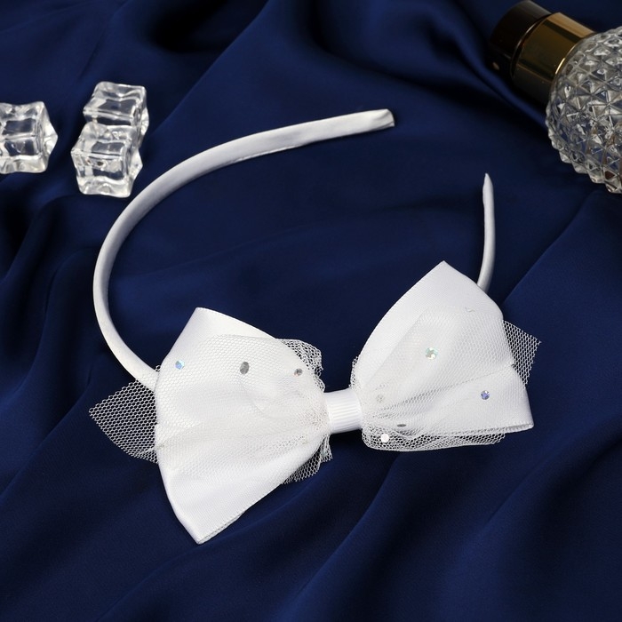 Ободок для волос  Ободок для волос "Малышка" двойной бант, 1 см, белый