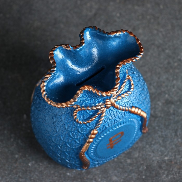 Копилка Копилка "Мешок денег" рубль золото, синий, 15 см