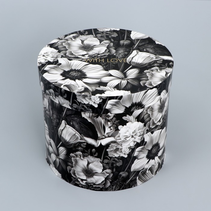 Набор шляпных коробок для цветов 4 в 1, упаковка подарочная, «Чёрно-белый», 14 х 13 см - 20 х 17.5 см