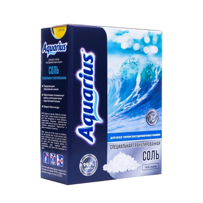 Соль для посудомоечных машин  Соль для посудомоечных машин "Aquarius" гранулированная 1800 г