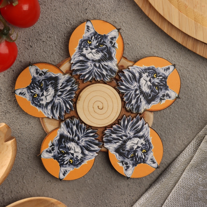 Подставка под горячее Подставка под горячее "Мейн-кун", D=12, можжевельник