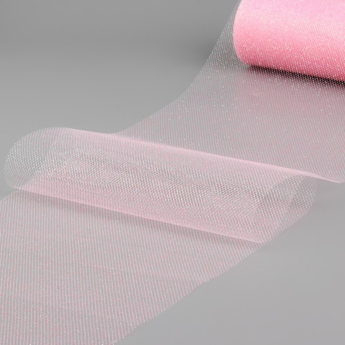 Фатин с глиттером, 15 см, 11 ± 1 г/кв.м, 9 ± 0,5 м, цвет розовый №10 Фатин с глиттером, 15 см, 11 ± 1 г/кв.м, 9 ± 0,5 м, цвет розовый №10