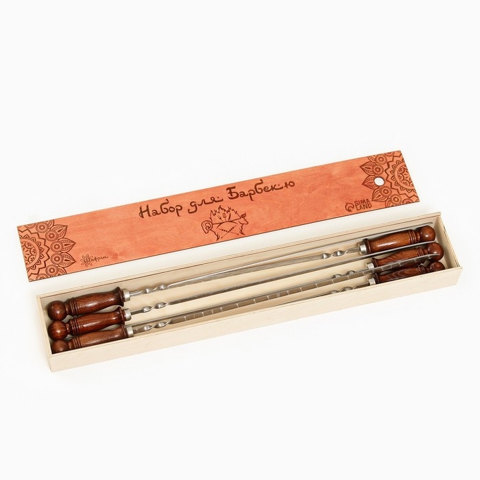 Набор с шампурами подарочный  Набор с шампурами подарочный "Шафран", 6 шт, рабочая часть - 50 см
