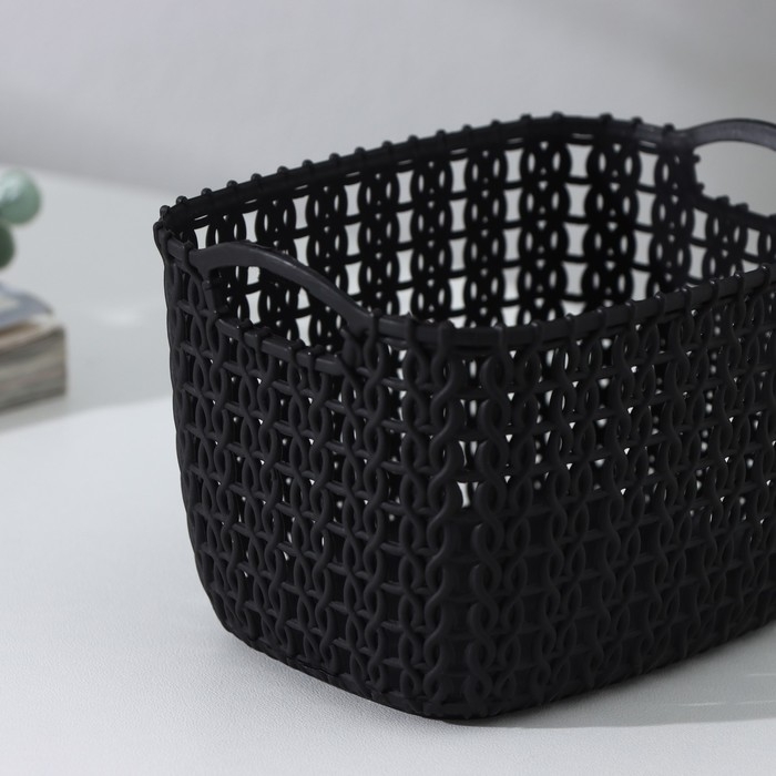 Корзина для хранения с ручками «Плетение», пластик, 12×8,5×8 см, цвет МИКС Корзина для хранения с ручками «Плетение», пластик, 12×8,5×8 см, цвет МИКС