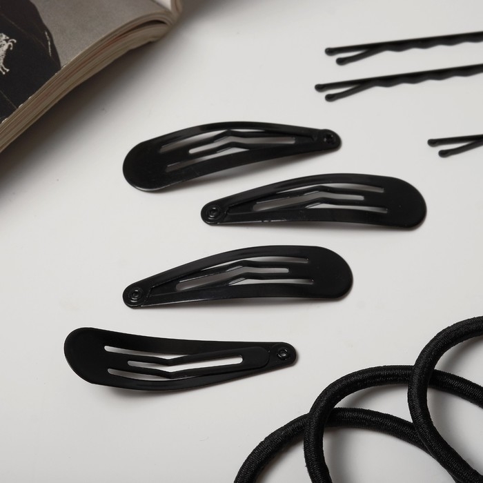 Набор для волос Набор для волос "Классика люкс" (10 резинок, 8 невидимок 4,5 см) чёрный