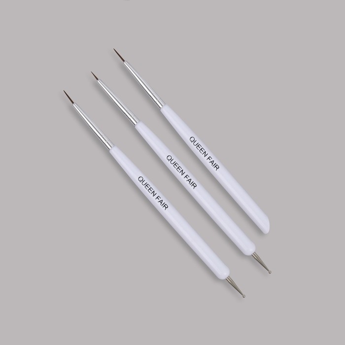 Набор для наращивания и дизайна ногтей: кисть - дотс 2 шт, кисть - пушер, 15 см, цвет белый Набор для наращивания и дизайна ногтей: кисть - дотс 2 шт, кисть - пушер, 15 см, цвет белый