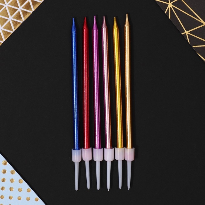 Свечи для торта «С днем рождения», цветные, 6 шт., 12,5 х 0,5 см Свечи для торта «С днем рождения», цветные, 6 шт., 12,5 х 0,5 см