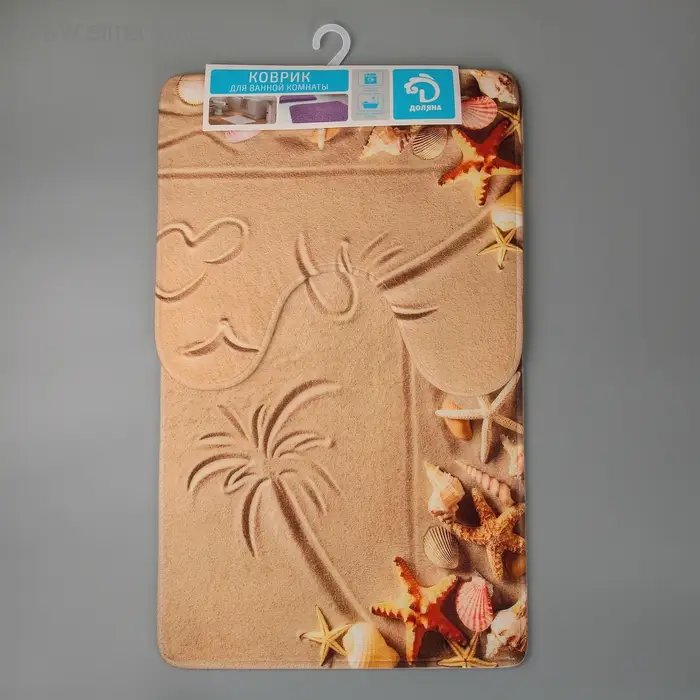 Набор ковриков для ванной и туалета Доляна «Пляж», 2 шт: 40×45, 45×75 см Набор ковриков для ванной и туалета Доляна «Пляж», 2 шт: 40×45, 45×75 см