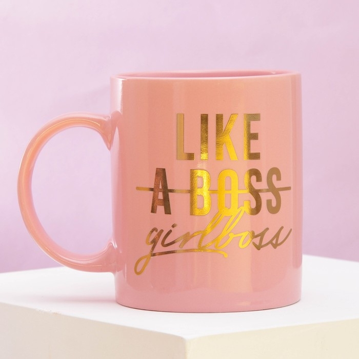 Кружка керамическая Girl boss, 300 мл, цвет розовый Кружка керамическая Girl boss, 300 мл, цвет розовый