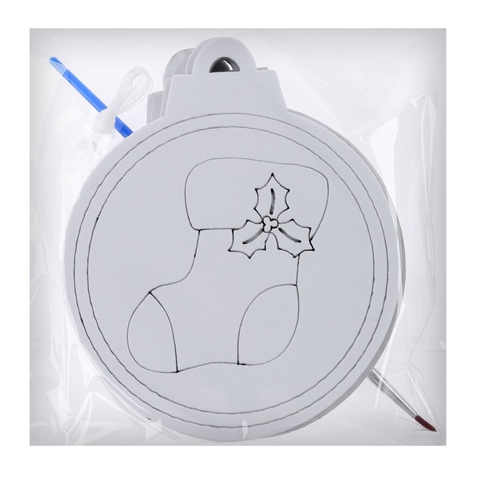 Ёлочное украшение под раскраску «Носок» 4 шт., кисть Ёлочное украшение под раскраску «Носок» 4 шт., кисть